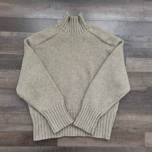 ZARA Sage Green Mock Neck Pullover Knit Sweater | Size Small - Picture 1 of 6
